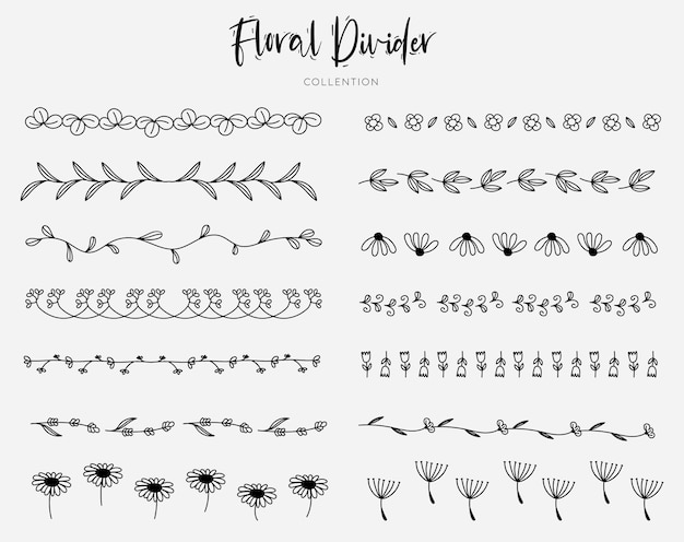 Vector divisores florales dibujados a mano