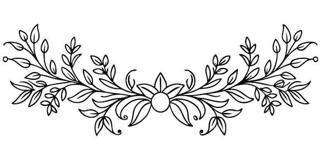 Divisores florales con ramas y hojas Ilustración vectorial dibujada a mano