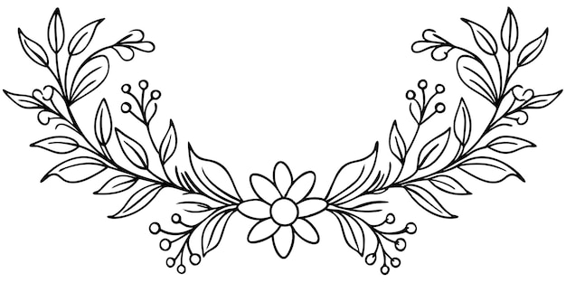 Divisores florales con ramas y hojas Ilustración vectorial dibujada a mano