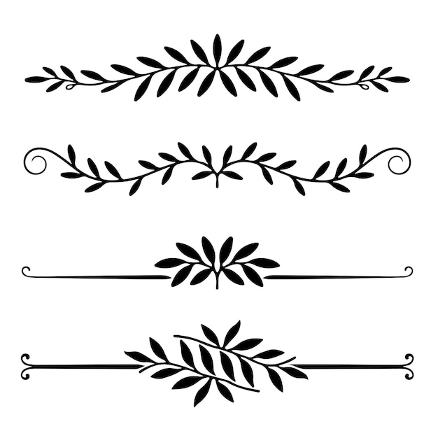 Divisores de hojas florales elegantes Fronteras vectoriales ornamentales decorativas Conjunto de diseño AI generativa