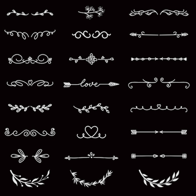 Divisores de páginas caligráficas Decoración retro Ornamento de libros Capítulo y flecha