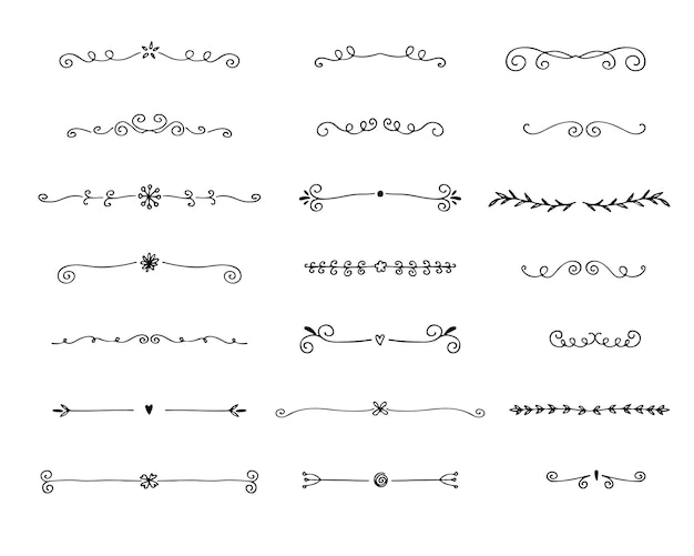 Divisores y separadores decorativos dibujados a mano Decoración de divisores Colección de juegos grandes