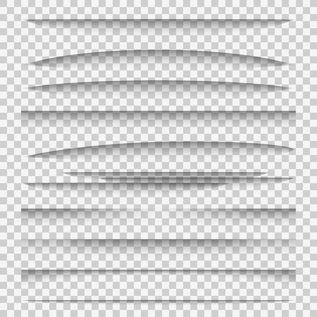 Divisores de sombra. Línea papel diseño panel sombra efectos divisor página web borde plantilla pestañas grupo, elementos de marco web