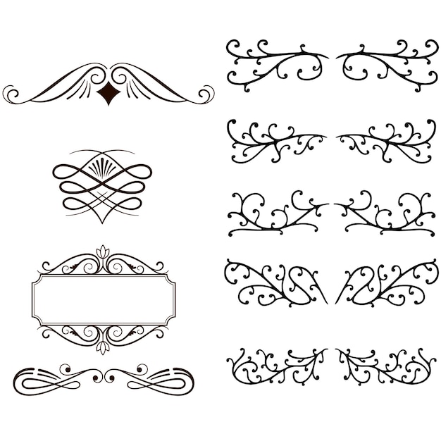 Divisores de texto conjunto de garabates elementos decorativos de bodas bordes de adornos líneas vector dibujado a mano i