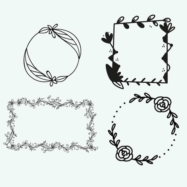 Divisores de texto decorativos Ornamento floral Frontera decoraciones vintage dibujadas a mano y boceto florecido