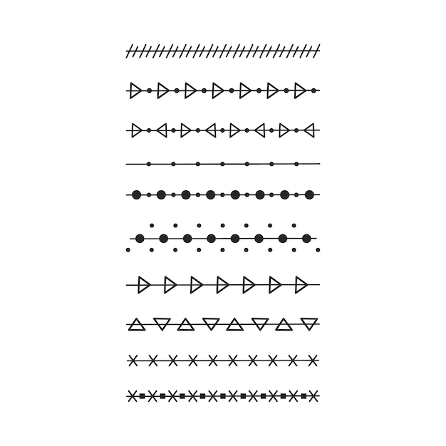 Divisores de texto de garabatos Conjunto de líneas vectoriales de división dibujada a mano