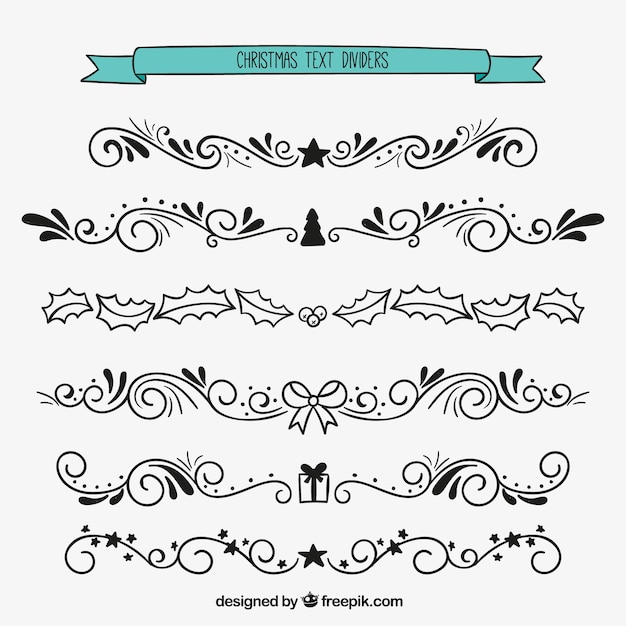 Vector divisores de texto ornamentales de navidad