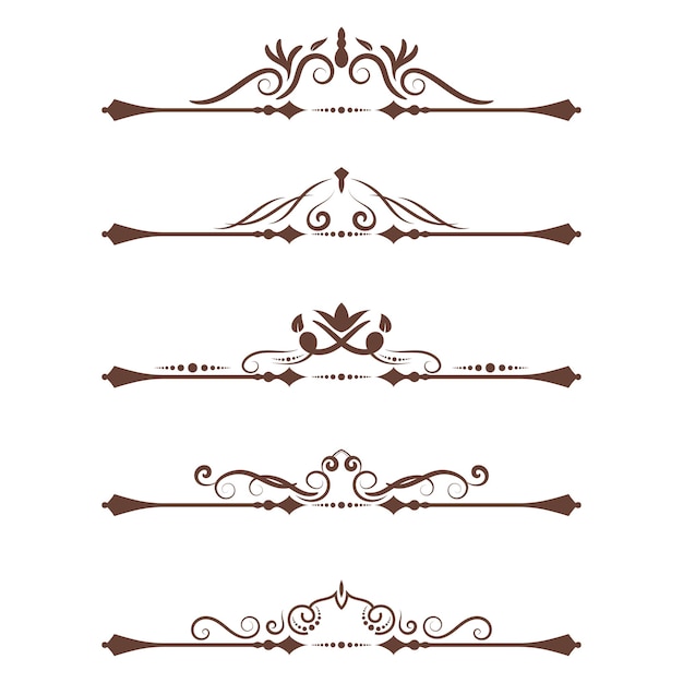 divisores vintage decorativos ornamentales con forma floral en vector
