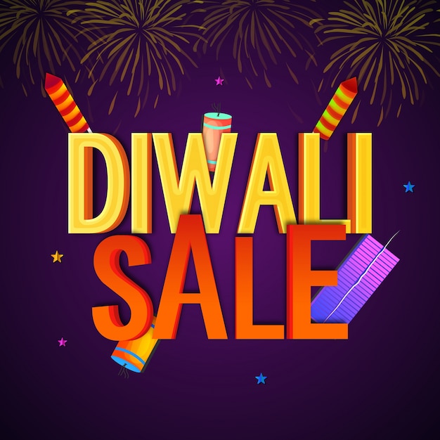 Diwali concepto de venta con petardos, y la explosión en el fondo de la noche.