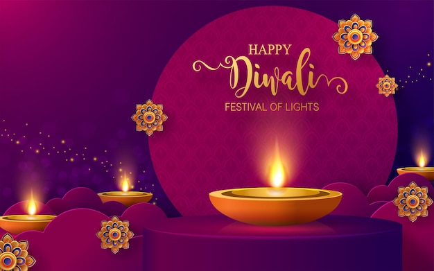 Diwali Deepavali o Dipavali el festival de las luces de la India con diya de oro