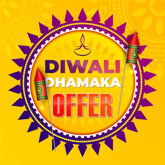 Diwali dhamaka ofrece diseño de banner de venta creativo