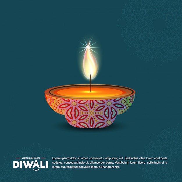 Diwali diseño de fondo azul y tipografía vector