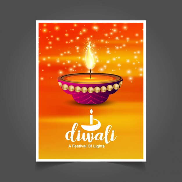 Diwali diseño con fondo claro y tipografía vector