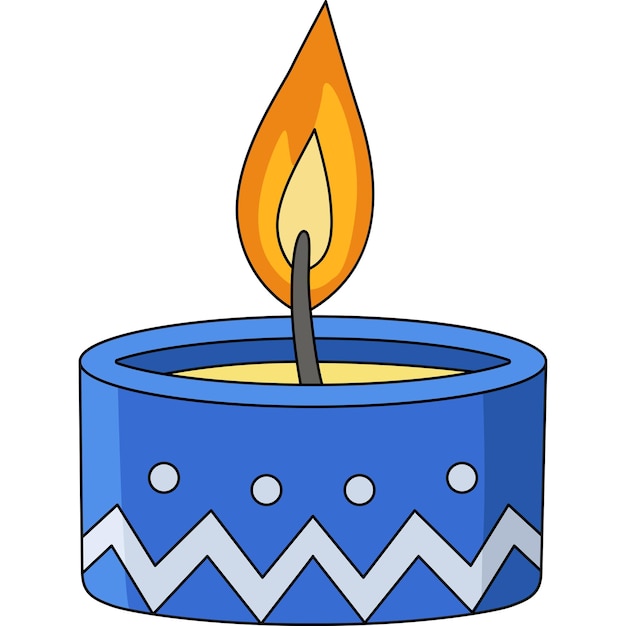 Diwali Diyas Ilustración de cliparts de dibujos animados en color