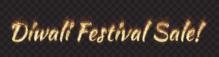 Vector diwali festival sale bright golden shimmer dispersión de partículas llama que brilla intensamente banner de texto en plantilla de fondo transparente