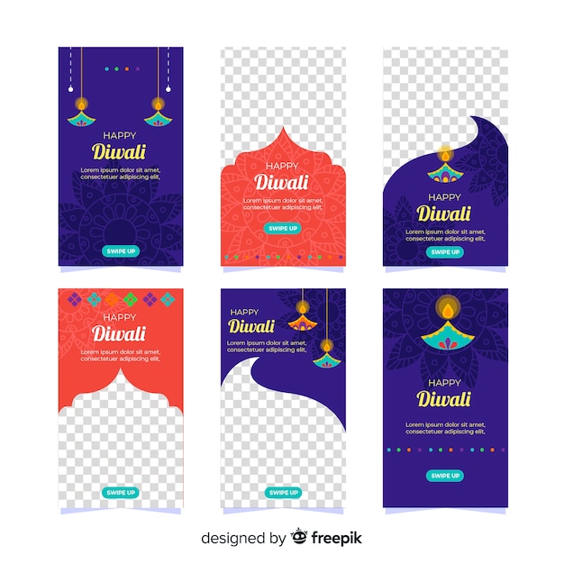 Vector diwali instagram post collection