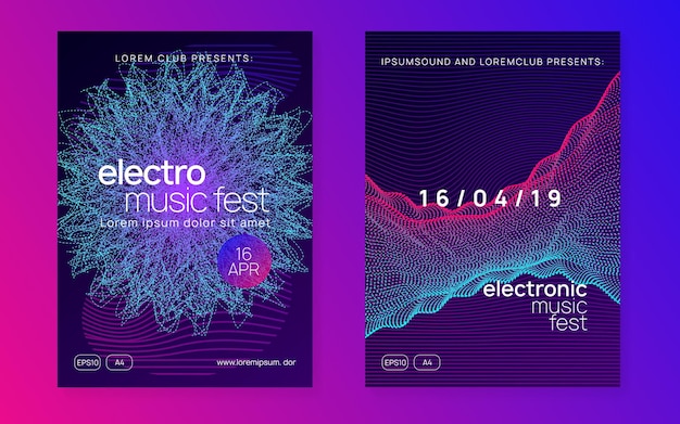 Vector dj evento neon flyer techno trance party electro dance music e