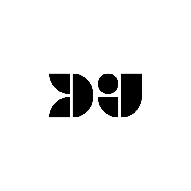 DJ monograma logo diseño carta texto nombre símbolo monocromo logotipo alfabeto carácter simple logo