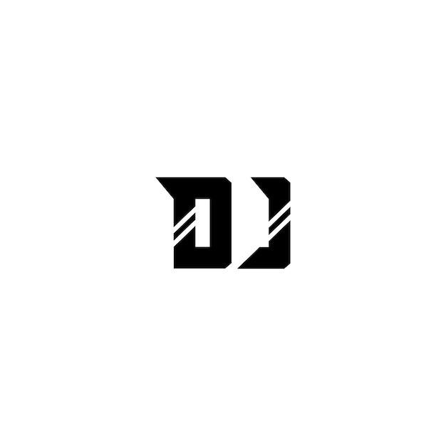 DJ monograma logo diseño carta texto nombre símbolo monocromo logotipo alfabeto carácter simple logo