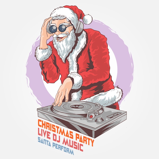 Vector dj santa retro