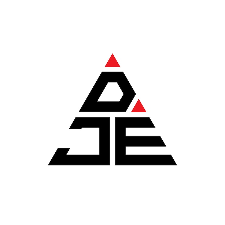 Vector dje diseño de logotipo de letra triangular con forma de triángulo dje diseño del logotipo triangular monograma dje triángulo vectorial plantilla del logotipo con color rojo dje logo triangular sencillo elegante y lujoso