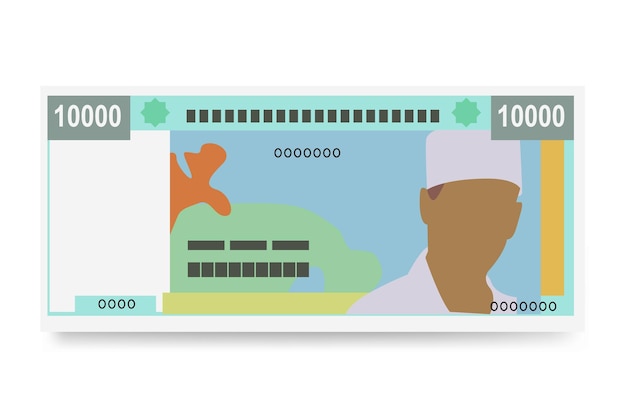 Vector djibouti franco vector ilustración conjunto de dinero de áfrica oriental paquete de billetes papel moneda 10000 djf