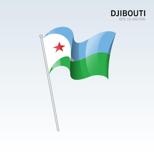 Djibouti ondeando la bandera aislado en gris