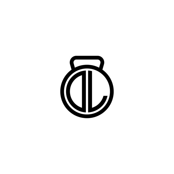Vector dl monograma logotipo diseño carta texto nombre símbolo monocromo logotipo alfabeto carácter simple logotipo