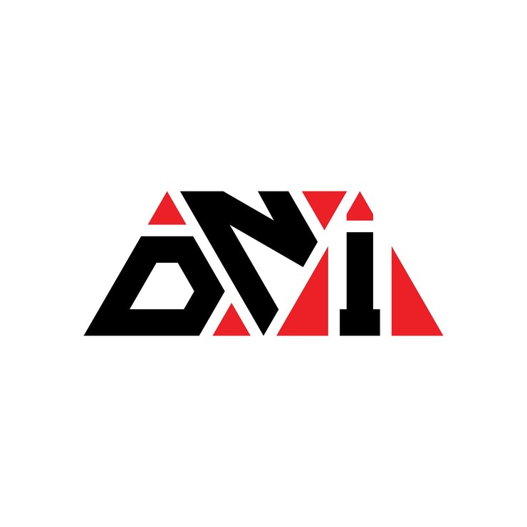 Vector dni diseño de logotipo de letra triangular con forma de triángulo dni diseño del logotipo triangular monograma dni triángulo vector logotipo plantilla con color rojo dni logo triangular sencillo elegante y lujoso logotipo dni
