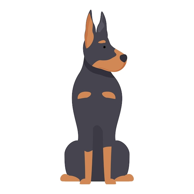 Doberman pinscher sentado y mirando la ilustración derecha