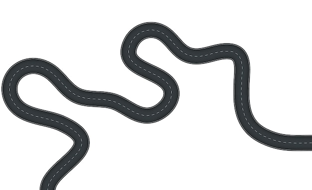 Doblar carreteras y carreteras ilustraciones vectoriales. Carreteras de asfalto Fondo de la carretera. Vista superior de la pista de carreras