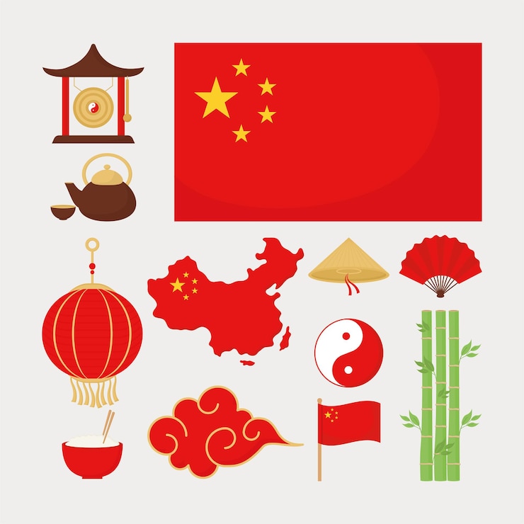 Vector doce iconos chinos