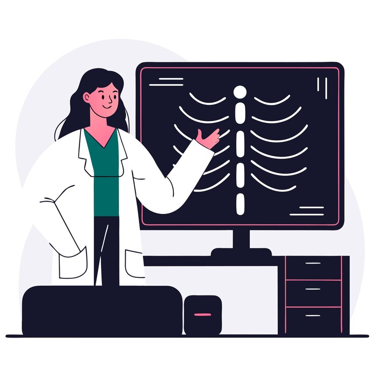 Vector doctor analyzing x ray scan vector illustration