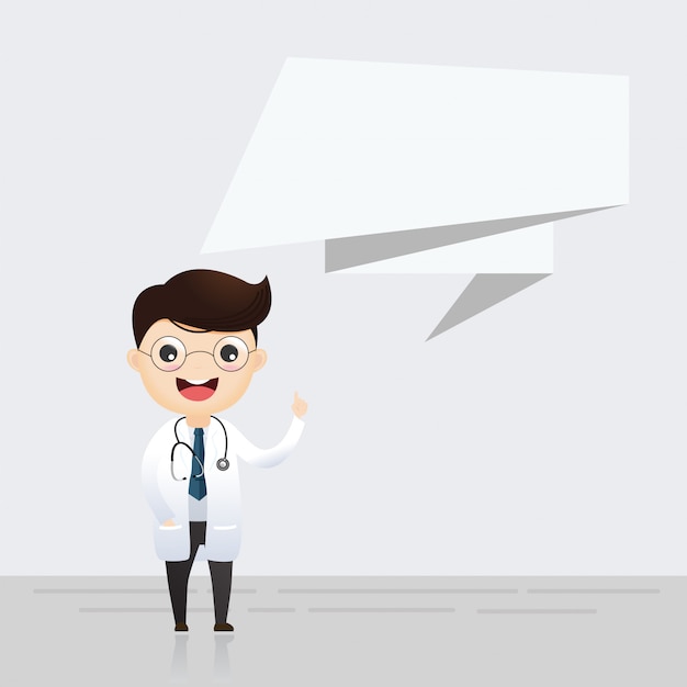 Doctor con burbuja de palabra o discurso burbuja
