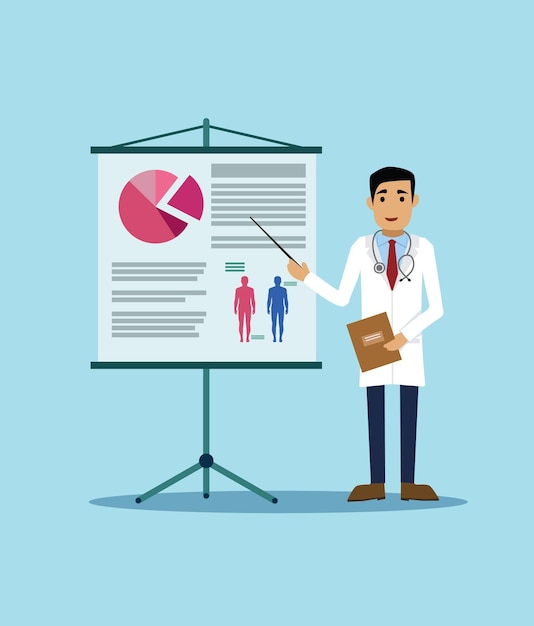 Doctor en una conferencia médica Ilustración vectorial