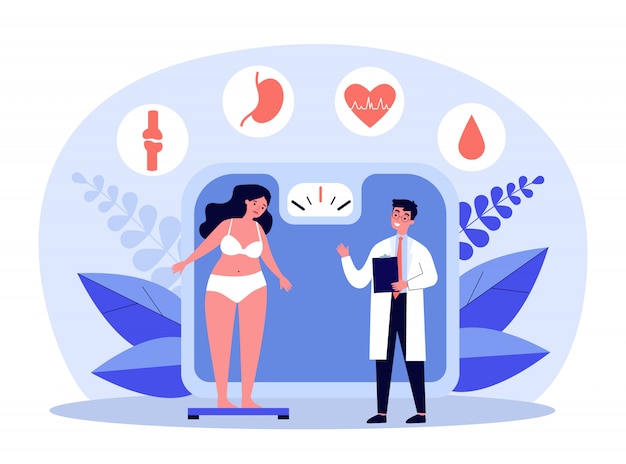 Doctor consulta chica con sobrepeso