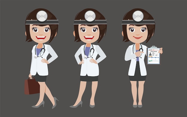 Doctor con diferentes poses. vector