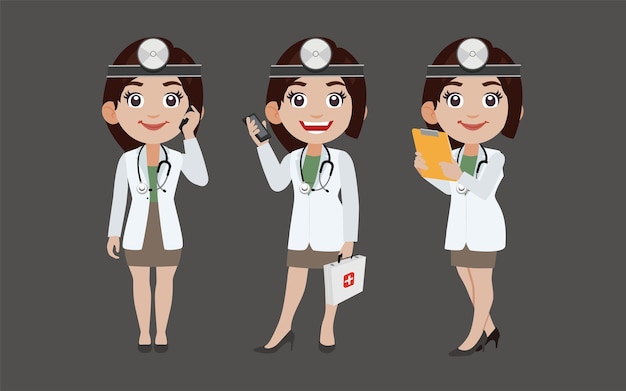 Doctor con diferentes poses. vector