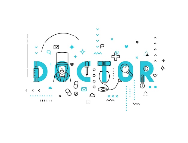 Doctor en diseño de conceptos de medicina Elementos de diseño creativo para sitios web, aplicaciones móviles y materiales impresos Diseño de banners de medicina
