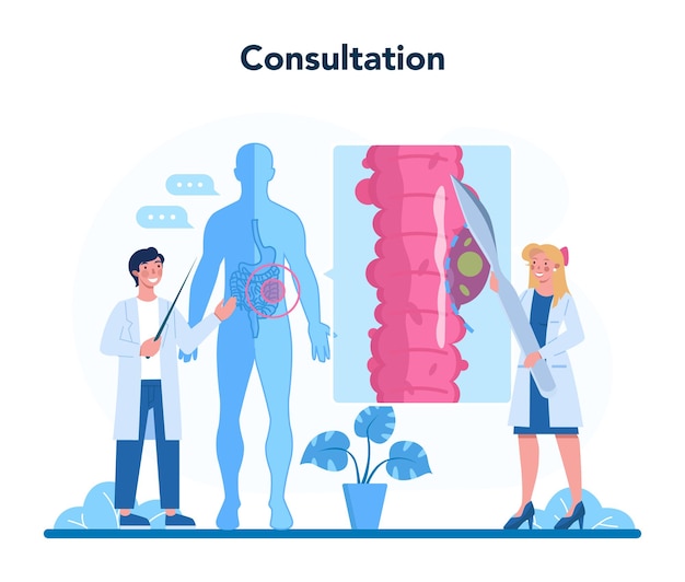 Vector doctor examinar intestino