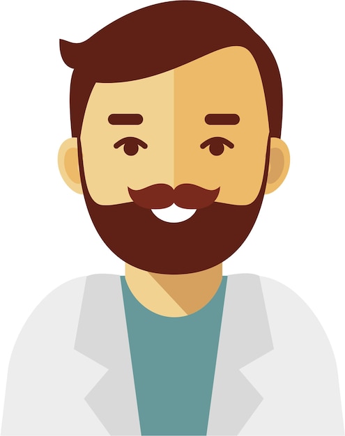 Doctor hombre con barba Avatar cara icono estilo plano