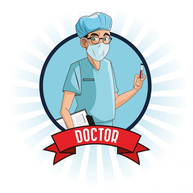 Vector doctor hombre de dibujos animados