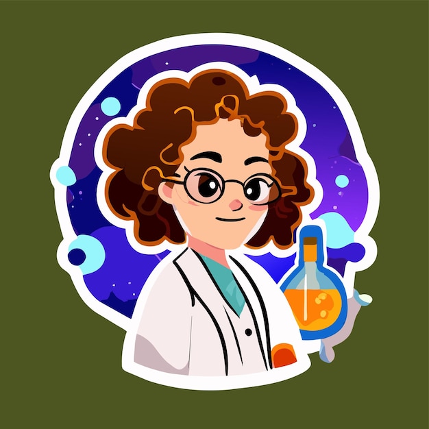 Vector doctor lindo dibujado a mano plano elegante mascota personaje de dibujos animados dibujo pegatina icono concepto aislado