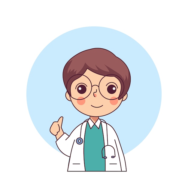 Doctor en medicina estilo lindo diseño de línea plana estilo