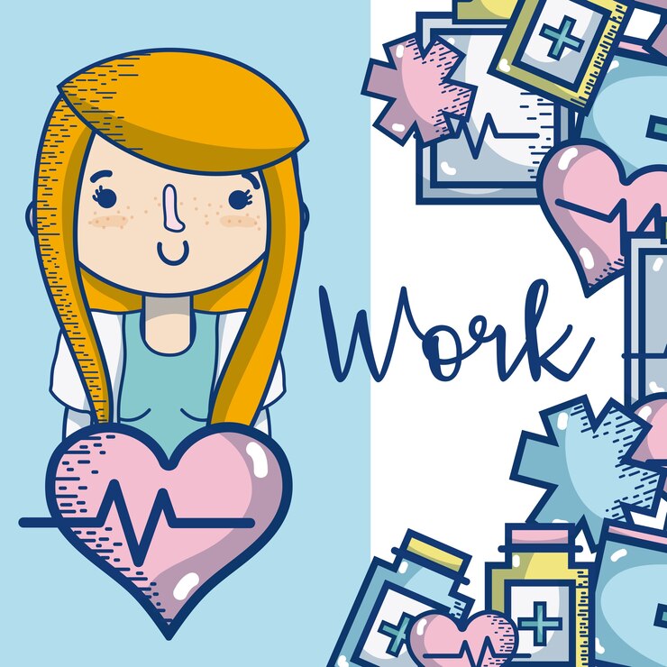 Vector doctor mujer ocupación lindo y tierna caricatura