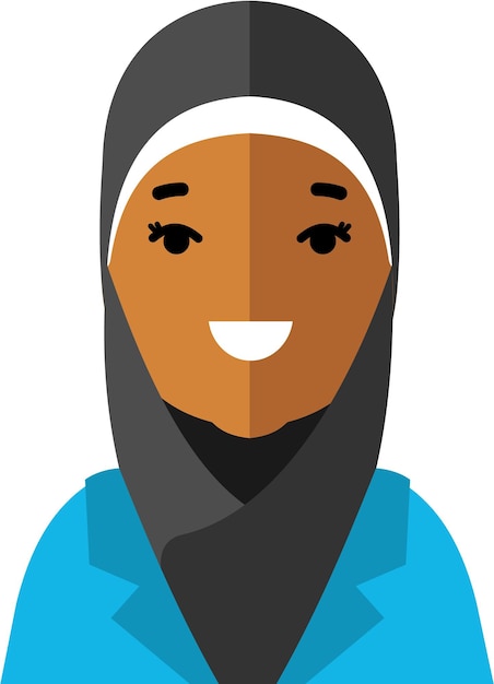 Vector doctor musulmán mujer en hijab avatar cara icono estilo plano