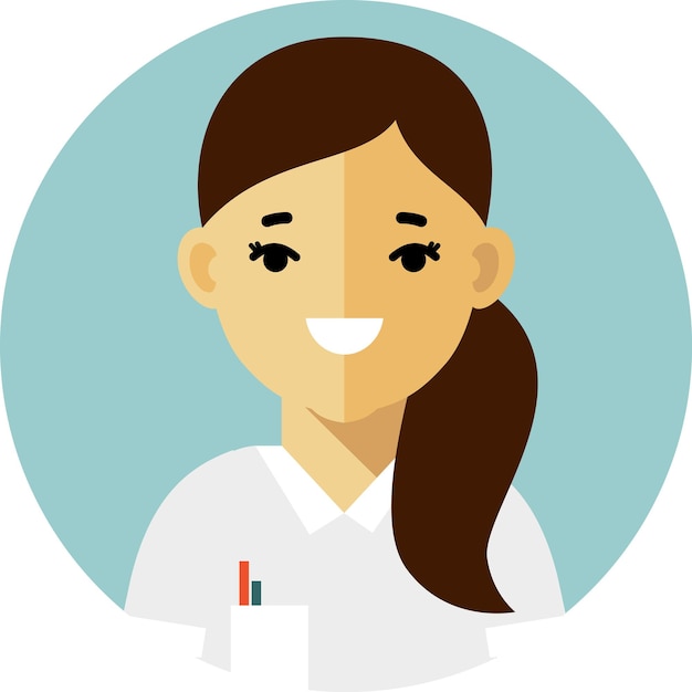 Vector doctor paramédico mujer avatar cara icono estilo plano