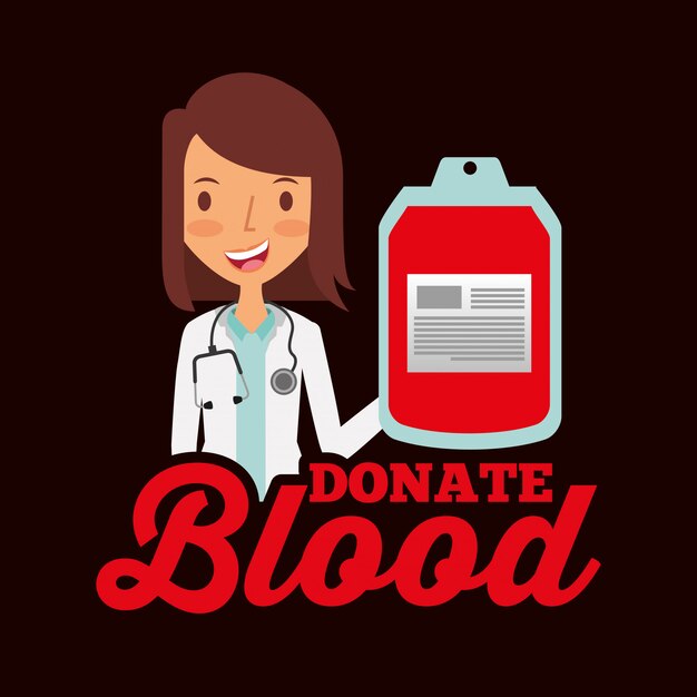 Doctor profesional sosteniendo bolsa sangre donar