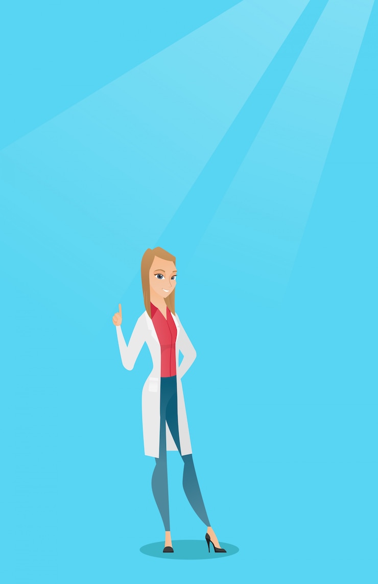 Vector doctor que muestra el dedo encima de la ilustración vectorial