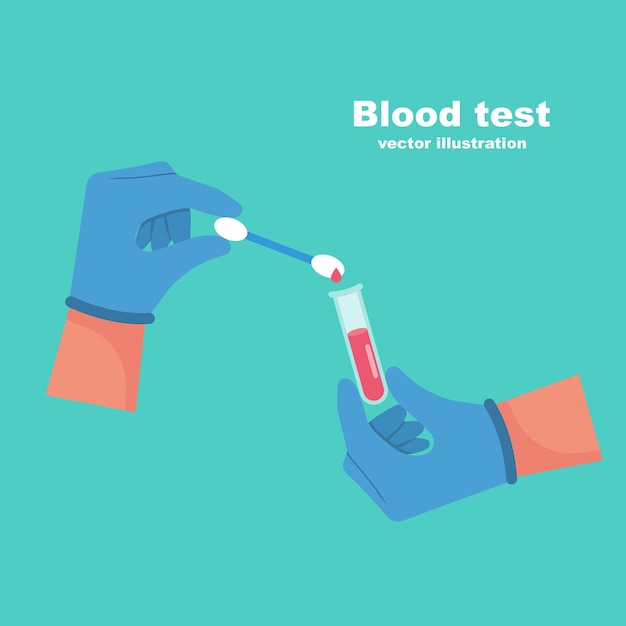 Doctor sostenga en la mano muestra de sangre en el tubo de ensayo